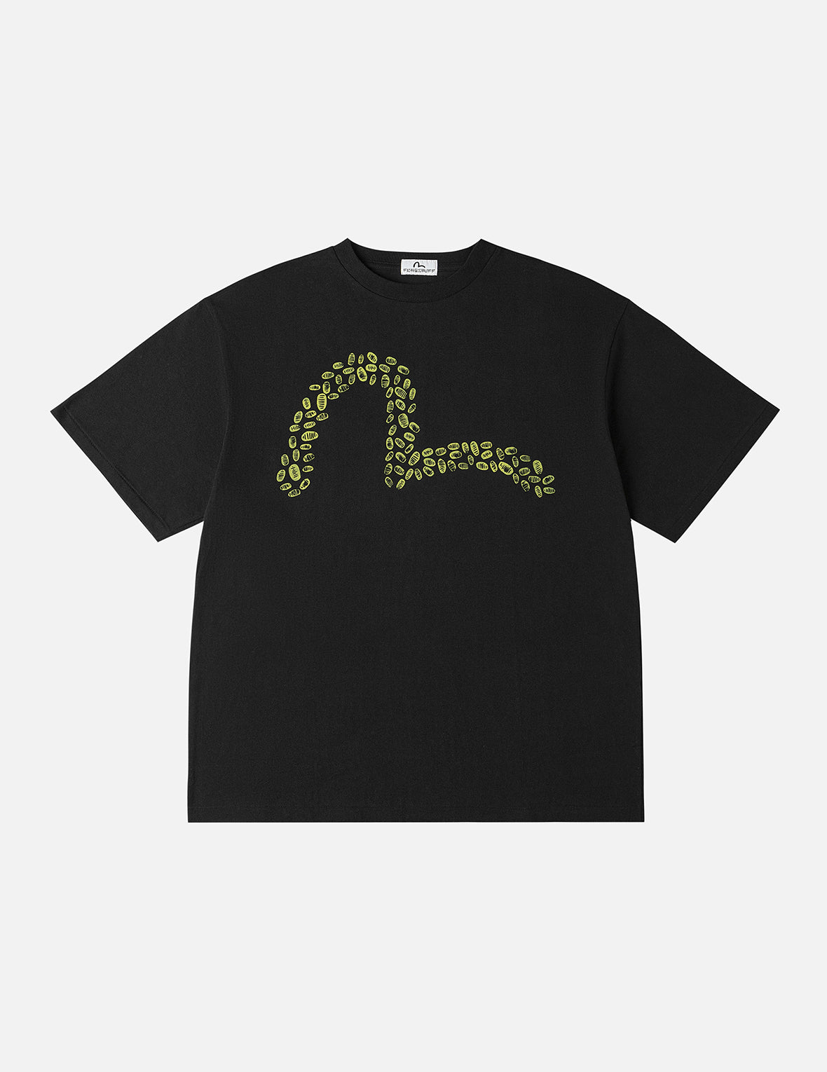 EVISU X F-LAGSTUF-F Shuga and Koban Coin Seagull Print Regular Fit T-shirt - Black